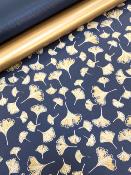Papier fantaisie indien, ginkgo bleu et or