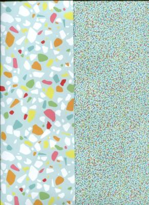 Papier fantaisie recto verso, Confettis et terrazzo vert