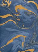 Papier marbré indien bleu et or 