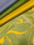 Marbré limoncello, papier marbré indien