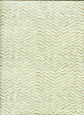 Ligne brisée vert d'eau et or, papier indien