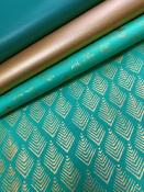 Eucalyptus doré fond lagon, papier fantaisie indien