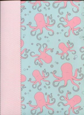 Papier fantaisie recto verso octopus rose