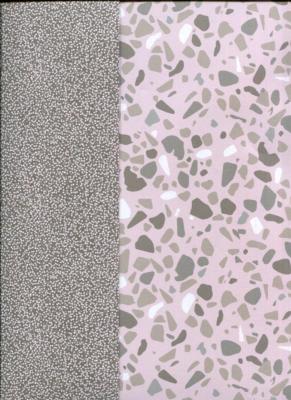 Papier fantaisie recto verso confettis et terrazzo gris et rose