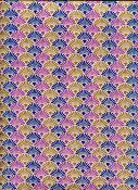 Papier fantaisie indien, éventail violet bleu