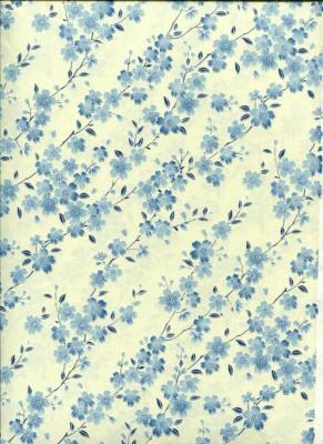 Papier japonais chiyogami rivière de cerisier bleu
