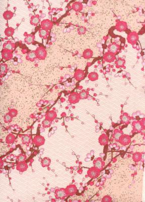 Branche de fleur rose, papier fantaisie japonais