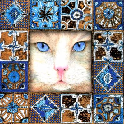 Chat aux yeux bleu 11- carte postale