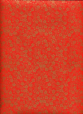 Papier japonais chiyogami, cerisier or fond rouge