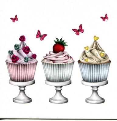 3 cup cake, carte d'art 