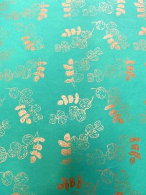 Eucalyptus doré fond lagon, papier fantaisie indien