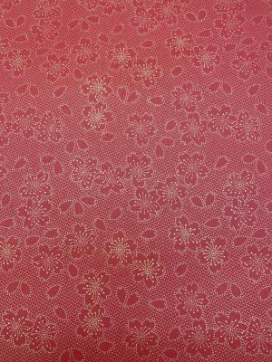 Fleur de cerisier or fond rouge, papier fantaisie indien