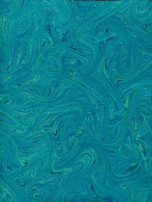 Papier fantaisie indien marbré bleu vert 