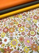 Papier fantaisie anglais, fleur pop fond ivoire