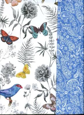 Papier fantaisie recto verso chardonneret bleu