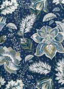 Papier fantaisie recto/verso, Fleur baroque bleue