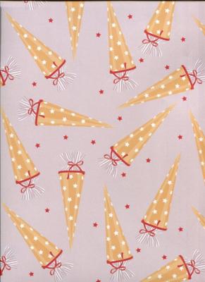 Papier fantaisie recto verso, cornet et confettis rouge