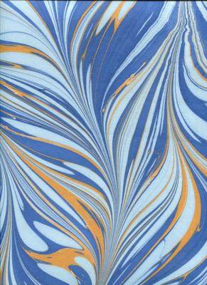 Papier indien marbré peigné bleu et gold