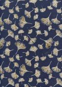Papier fantaisie indien, ginkgo bleu et or