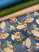Papier japonais chiyogami éventail bleu