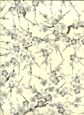 Papier japonais chiyogami fleur de prunier grise