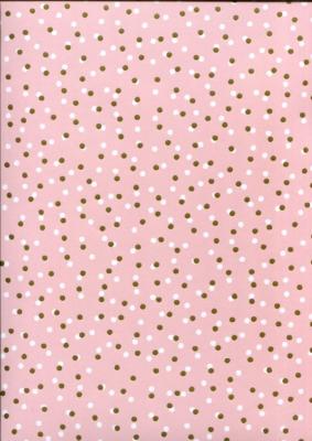 Pois blanc or fond rose, papier fantaisie