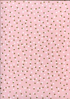 Pois blanc or fond rose, papier fantaisie