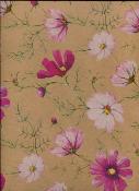 Papier fantaisie kraft fleur rose 