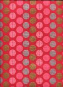 Papier fantaisie indien dot rouge rose or et argent