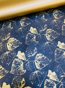Papier fantaisie népalais, feuille or fond marine