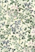 Papier fantaisie italien, petit feuillage vert et parme