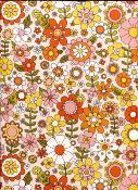 Papier fantaisie anglais, fleur pop fond ivoire