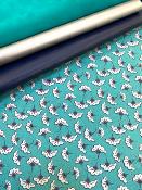 Papier fantaisie indien, ginkgo design turquoise et argent 