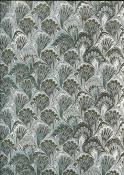 Marbré plume de paon noir et or , papier fantaisie italien