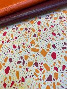 Papier fantaisie indien terrazo rouge, orange et or