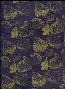 Papier fantaisie népalais, feuille or fond marine