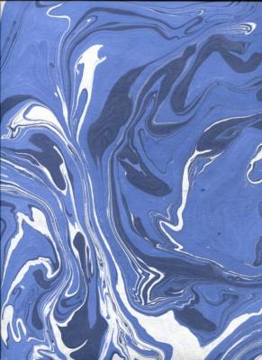 Marbré bleu et blanc, papier indien