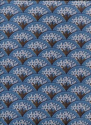 papier fantaisie indien mosaïque bleue