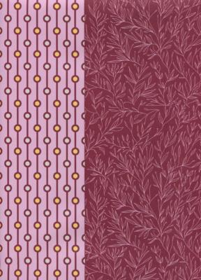 Buisson grenat et rose, papier fantaisie recto verso