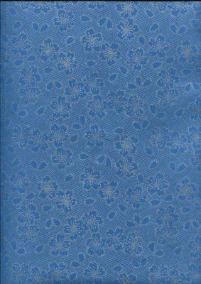 Fleur de cerisier argent fond bleu, papier fantaisie indien