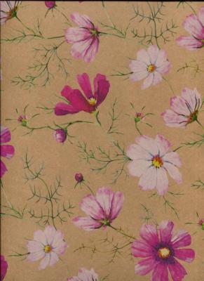 Papier fantaisie kraft fleur rose 