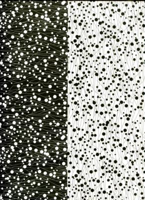 Papier fantaisie recto verso, galaxie noir et blanc