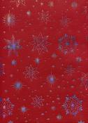 1001 étoiles argent fond rouge, papier fantaisie de Noël