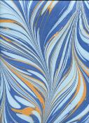 Papier indien marbré peigné bleu et gold