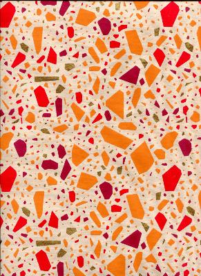 Papier fantaisie indien terrazo rouge, orange et or