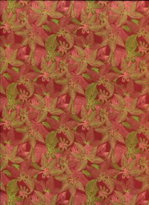 Jungle bordeaux vert tarama, papier fantaisie indien