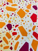 Papier fantaisie indien, Terrazzo rouge, orange et or