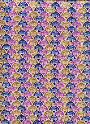 Papier fantaisie indien, éventail violet bleu