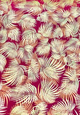 Papier fantaisie indien palme rouge et or