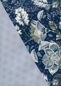 Papier fantaisie recto/verso, Fleur baroque bleue